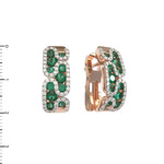 Серьги ART DECO из красного золота 585 пробы с изумрудом и бриллиантами