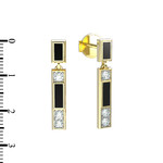 Серьги-пусеты ART DECO из лимонного золота 585 пробы с ониксом и бриллиантами