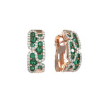 Серьги ART DECO из красного золота 585 пробы с изумрудом и бриллиантами