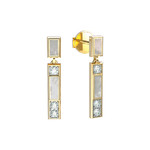Серьги-пусеты ART DECO из лимонного золота 585 пробы с перламутром и бриллиантами