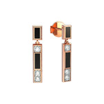 Серьги-пусеты ART DECO из красного золота 585 пробы с ониксом и бриллиантами