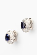 Серьги CLASIC из белого золота 585 пробы с сапфир i и бриллиантами