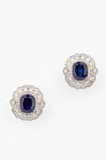 Серьги CLASIC из белого золота 585 пробы с сапфир i и бриллиантами