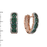Серьги ART DECO из красного золота 585 пробы с изумрудом и бриллиантами