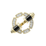 Кольцо ART DECO из лимонного золота 585 пробы с ониксом и бриллиантами