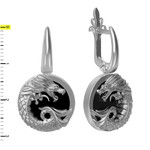 Серьги из белого золота 585 пробы с ониксом