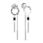Серьги-пусеты ART DECO из белого золота 585 пробы с ониксом и бриллиантами