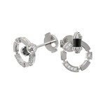 Серьги-пусеты ART DECO из белого золота 585 пробы с ониксом и бриллиантами