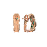 Серьги ART DECO из красного золота 585 пробы с изумрудом и бриллиантами