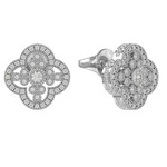Серьги-винты из белого золота 585 пробы с бриллиантами
