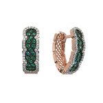 Серьги ART DECO из красного золота 585 пробы с изумрудом и бриллиантами