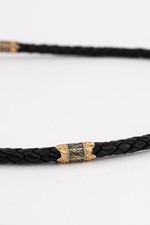 Цепь-шнурок кожа из красного золота 585 пробы с кожаным шнурком