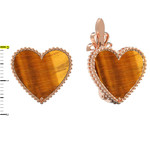 Серьги Сердца из красного золота 585 пробы с тигровым глазом
