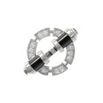 Кольцо ART DECO из белого золота 585 пробы с ониксом и бриллиантами