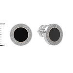Серьги-винты Греция из белого золота 585 пробы с ониксом