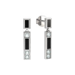 Серьги-пусеты ART DECO из белого золота 585 пробы с ониксом и бриллиантами