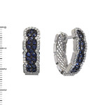 Серьги ART DECO из белого золота 585 пробы с сапфиром и бриллиантами