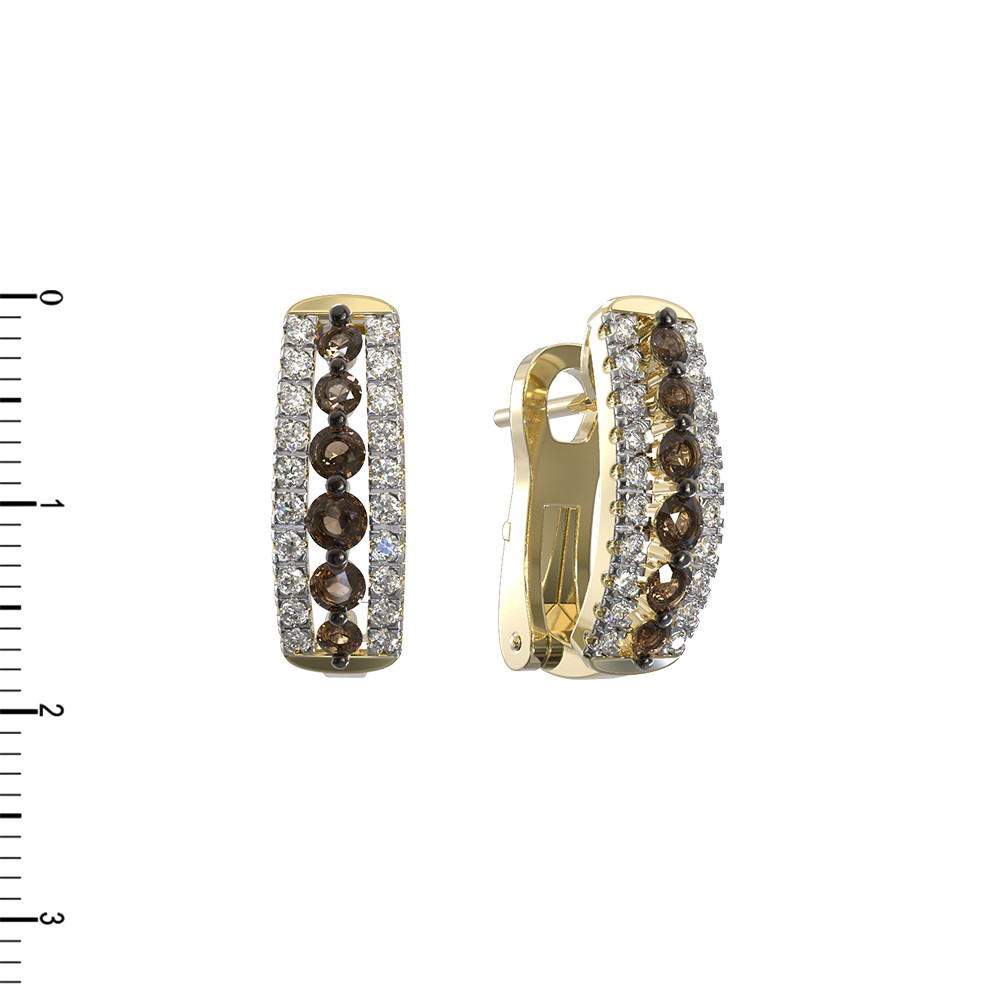 Серьги Espresso из лимонного золота 585 пробы с бриллиантами