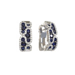Серьги ART DECO из белого золота 585 пробы с сапфиром и бриллиантами
